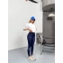 Lacivert Alo Bilek Baskılı Sıkılaştırıcı Yüksek Bel Tayt