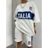 Beyaz Italia Oversize Unisex Şortlu Takım