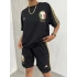 Siyah Italia Logo Oversize Unisex Şortlu Takım