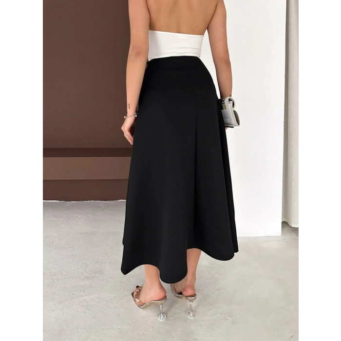 Siyah Önden Bağlamalı Scuba Etek