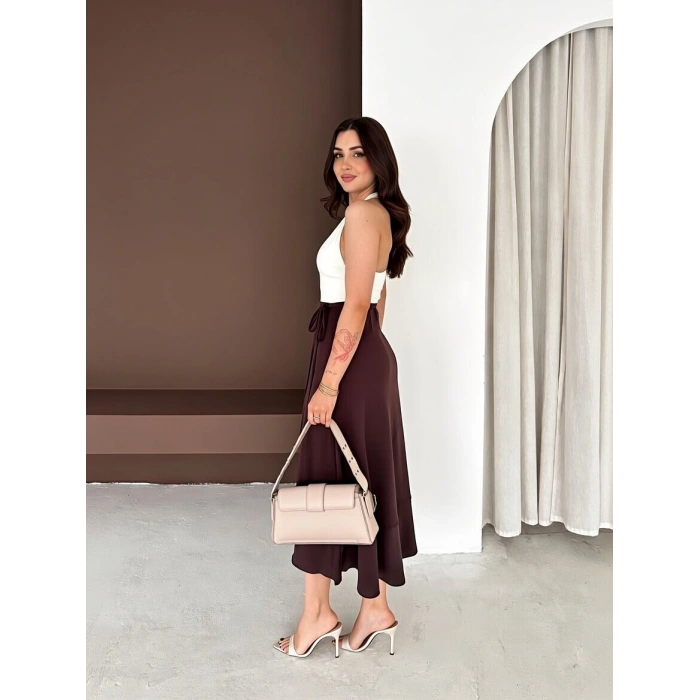 Kahve Önden Bağlamalı Scuba Etek