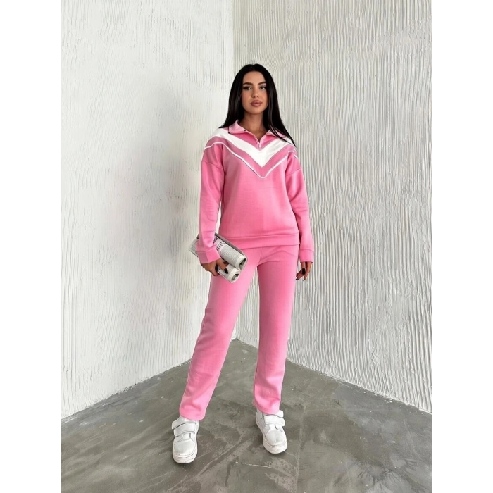 Pembe Şardonlu Modal Garnili Eşofman Takımı