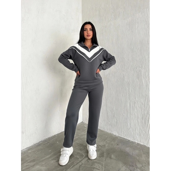 Antrasit Şardonlu Modal Garnili Eşofman Takımı