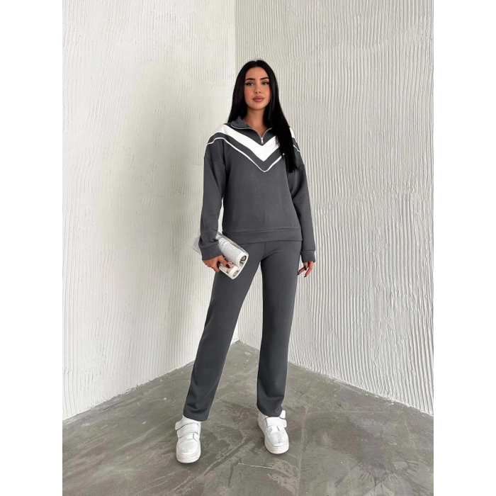 Antrasit Şardonlu Modal Garnili Eşofman Takımı