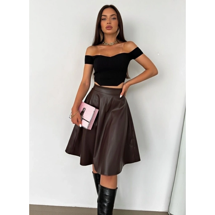 Taba Deri Kloş Etek