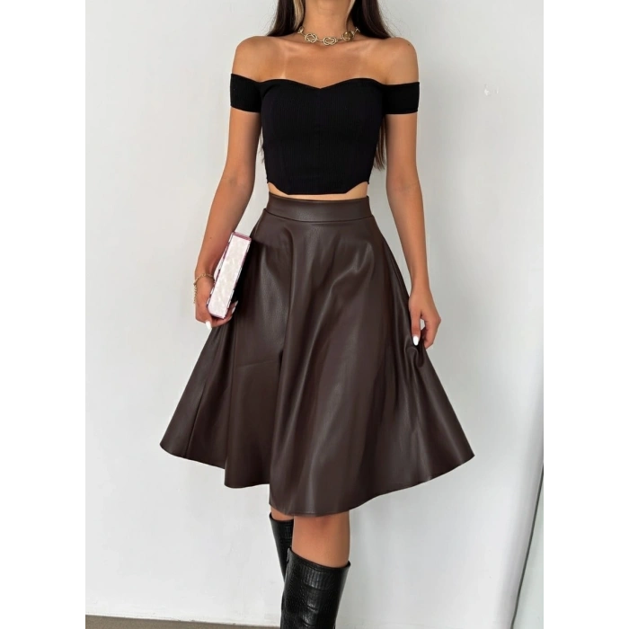 Taba Deri Kloş Etek