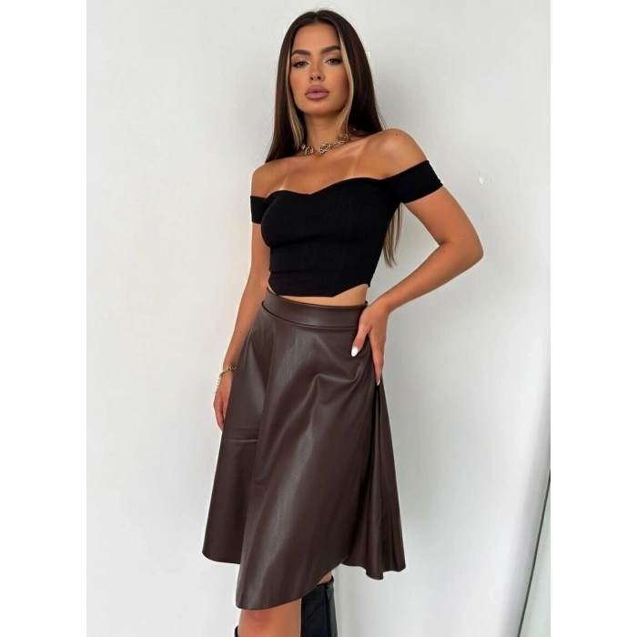 Taba Deri Kloş Etek