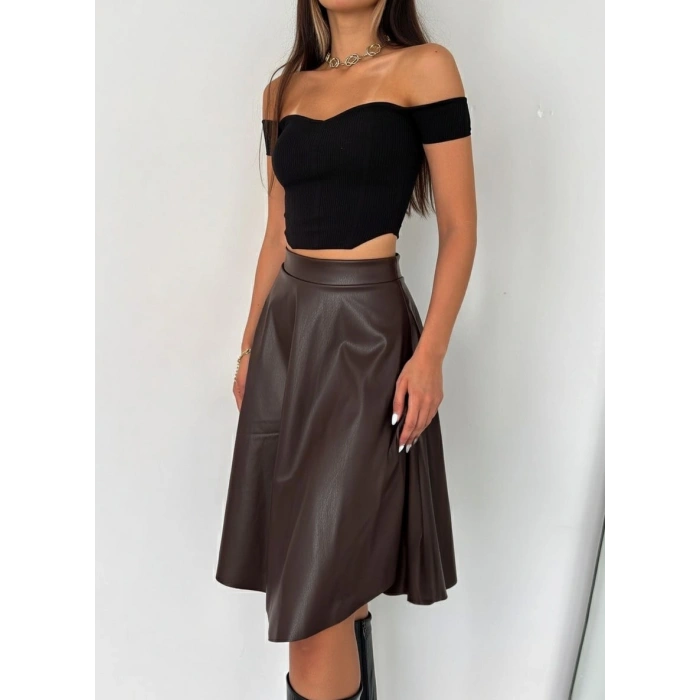 Taba Deri Kloş Etek