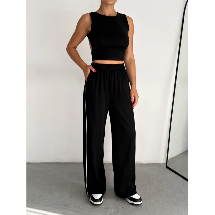 Siyah Arabiyeli Modal Palazzo Pantolon