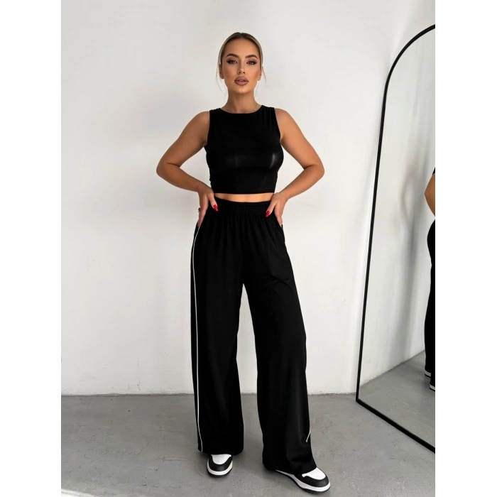 Siyah Arabiyeli Modal Palazzo Pantolon