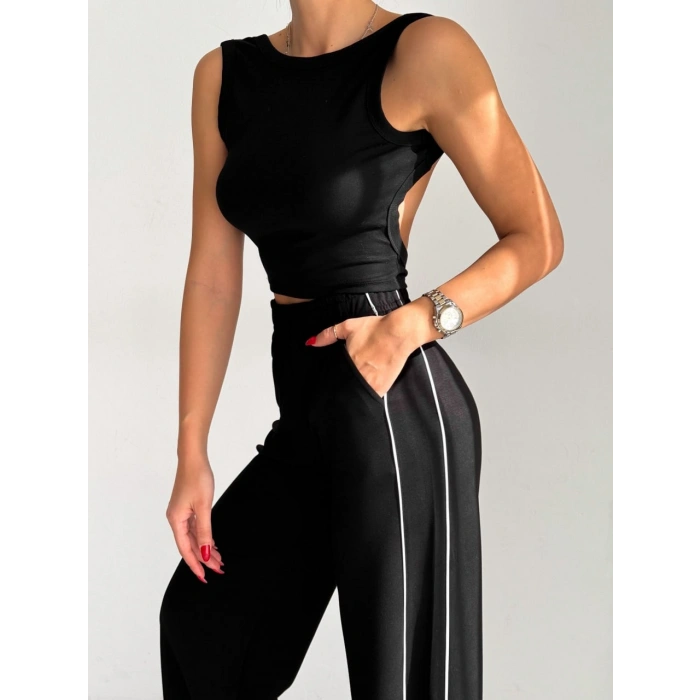 Siyah Arabiyeli Modal Palazzo Pantolon