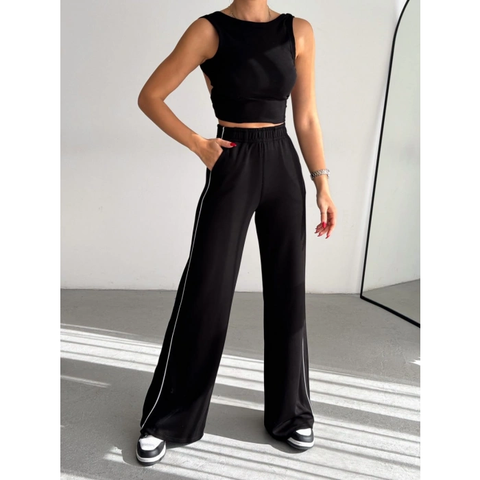 Siyah Arabiyeli Modal Palazzo Pantolon