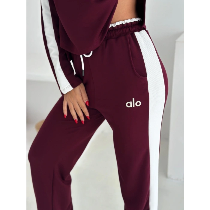 Bordo Alo Yırtmaçlı Modal İkili Takım