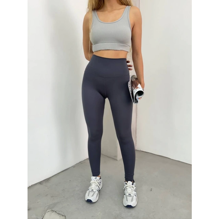 Antrasit Lock Dikiş Yüksek Bel Oysh Tayt