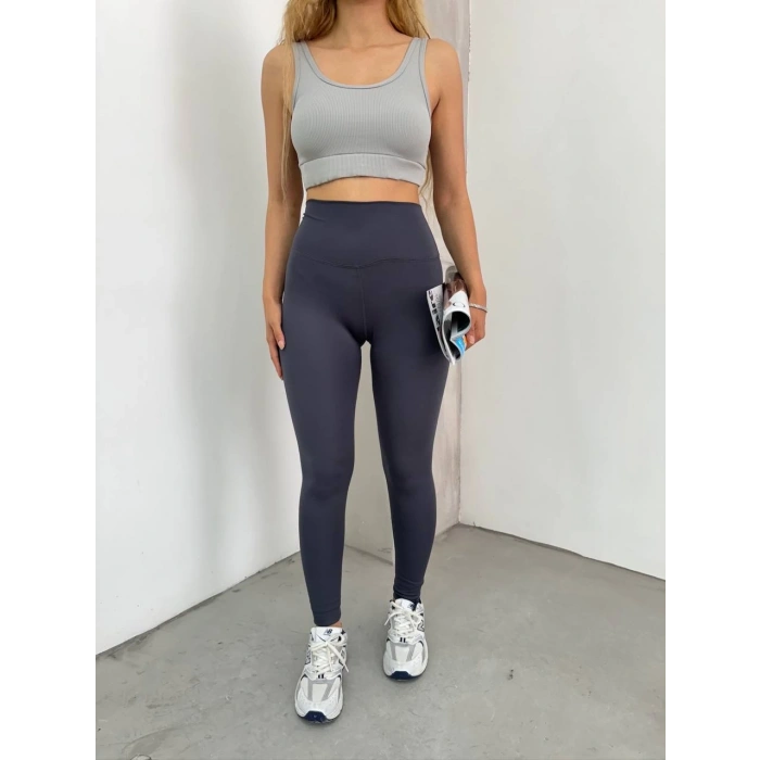 Antrasit Lock Dikiş Yüksek Bel Oysh Tayt