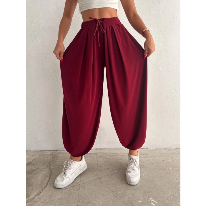 Bordo Oysho Modal Şalvar Pantolon