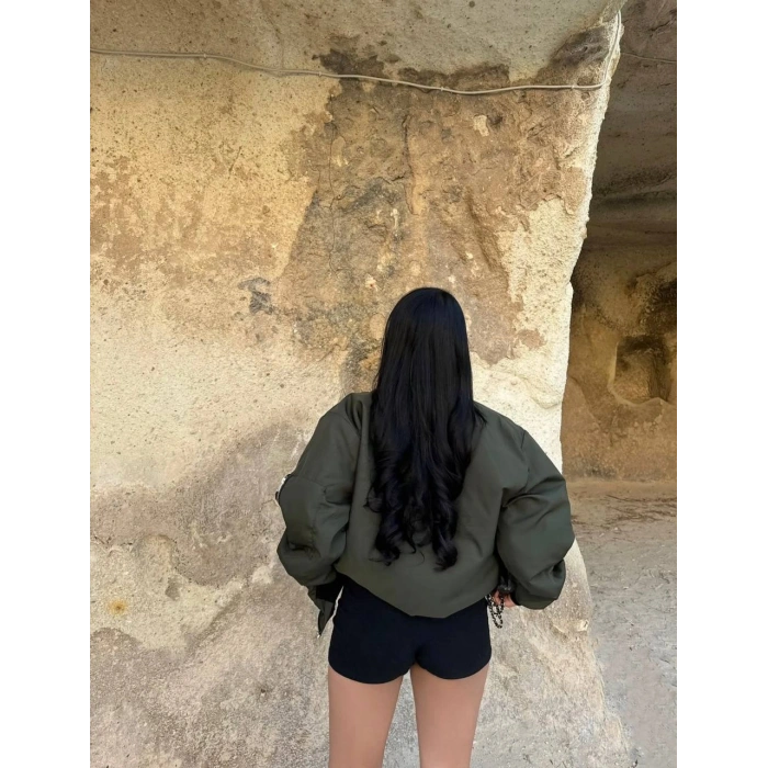 Haki İçi Astarlı Bumber Ceket