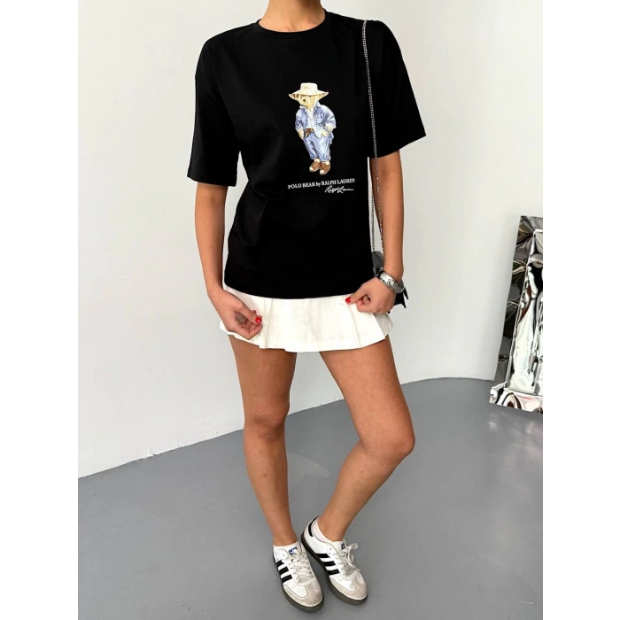 Siyah Basic Rahat Kalıp Penye Tshirt
