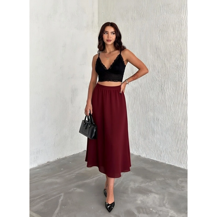 Bordo Scuba Puf Uzun Etek