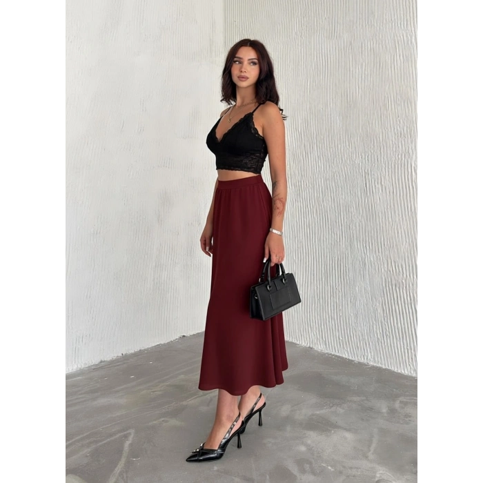 Bordo Scuba Puf Uzun Etek