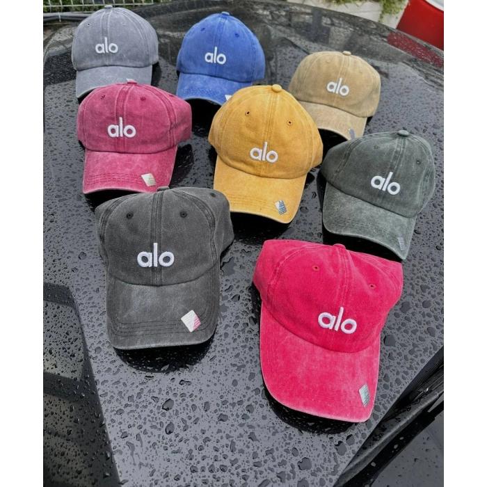 Siyah Alo Baskılı Yıkamalı Şapka