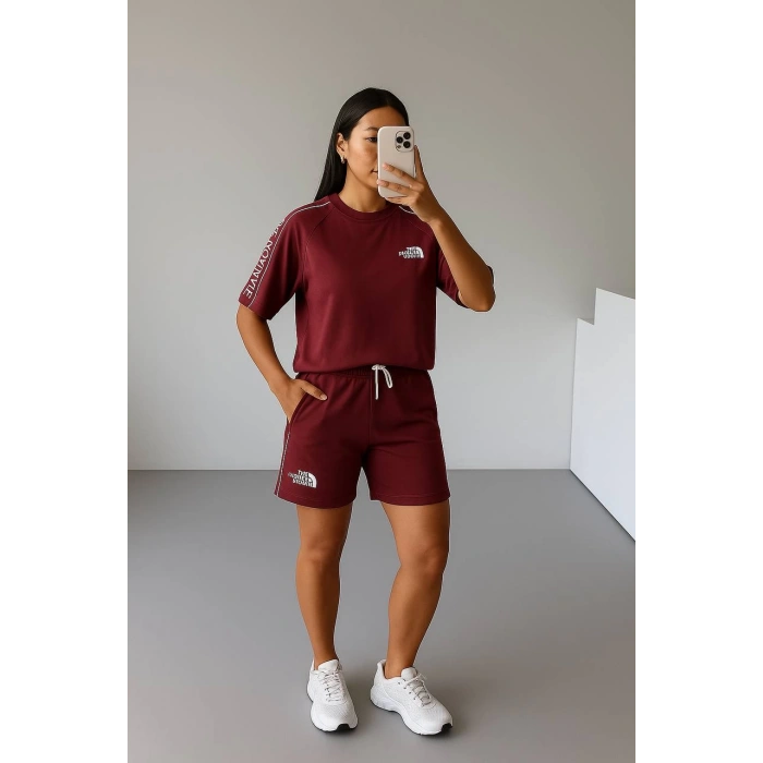Bordo NF Oversize Unisex Şortlu Takım