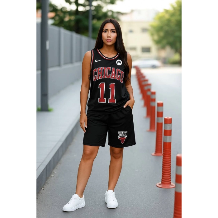 Siyah Chicago Bulls 11 Oversize Unisex Şortlu Takım