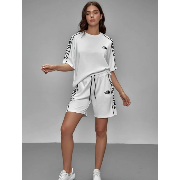 Beyaz NF Oversize Unisex Şortlu Takım