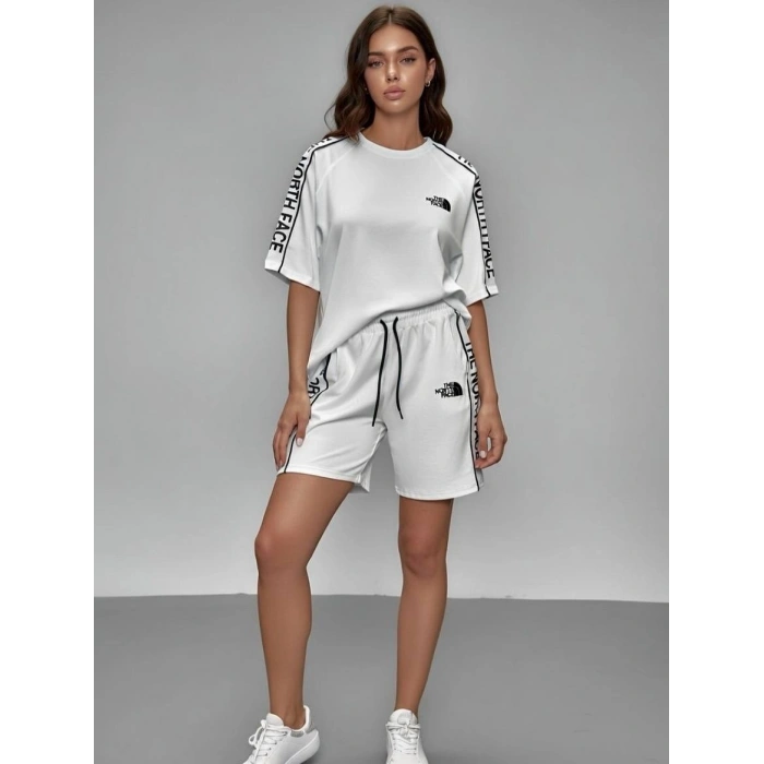 Beyaz NF Oversize Unisex Şortlu Takım