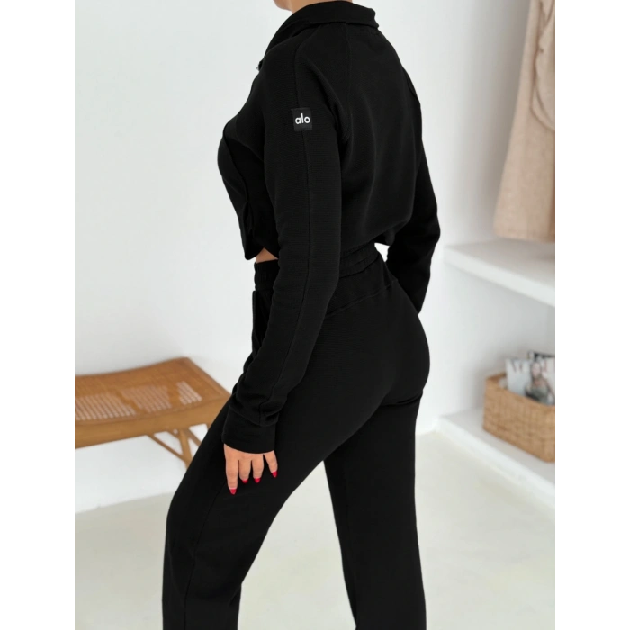 Siyah Alo Waffle İkili Takım