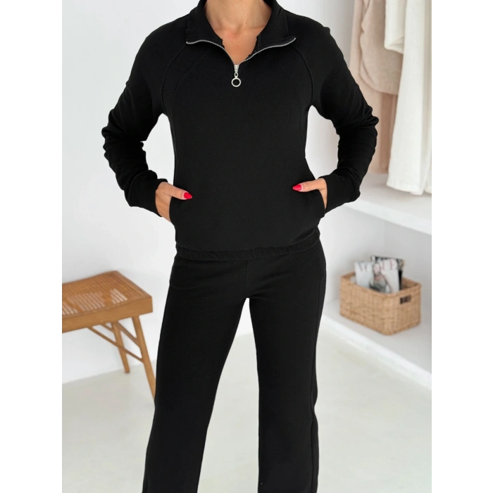 Siyah Alo Waffle İkili Takım