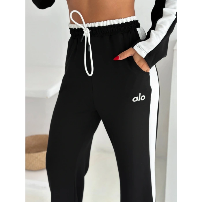 Siyah Alo Yırtmaçlı Modal İkili Takım