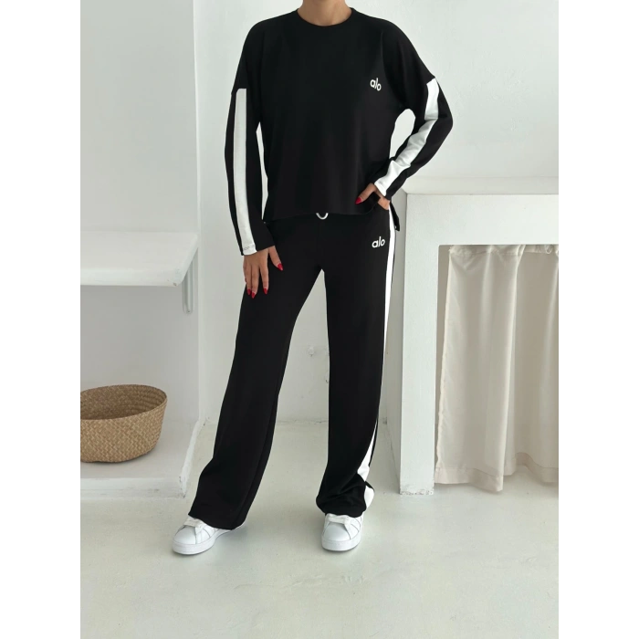 Siyah Alo Yırtmaçlı Modal İkili Takım