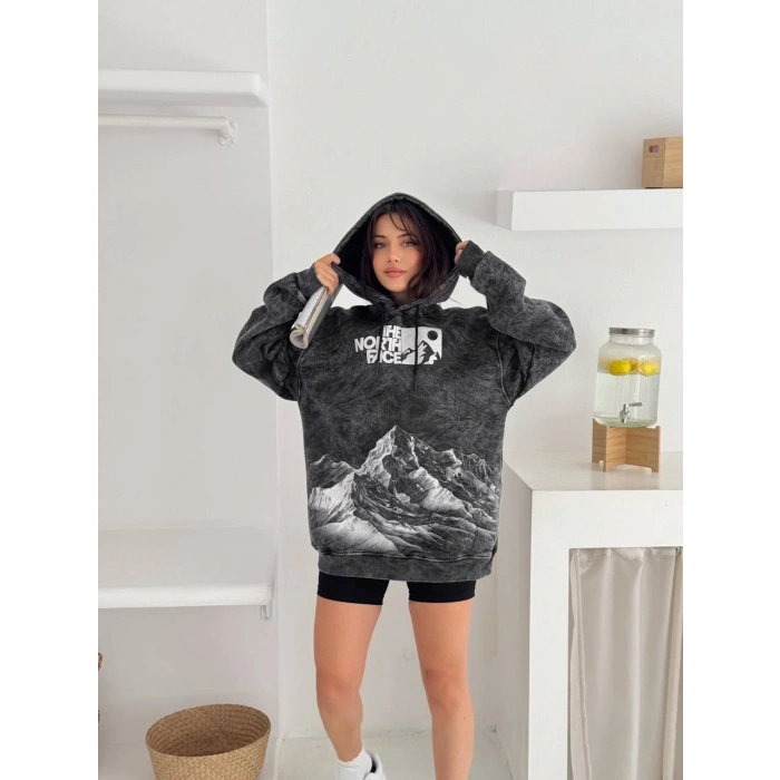 Vintage NF Üç İplik Oversize Kapşonlu Sweat