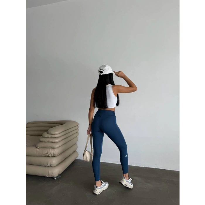 Lacivert Alo Sıkılaştırıcı ve İnceltici Yüksek Bel Tayt