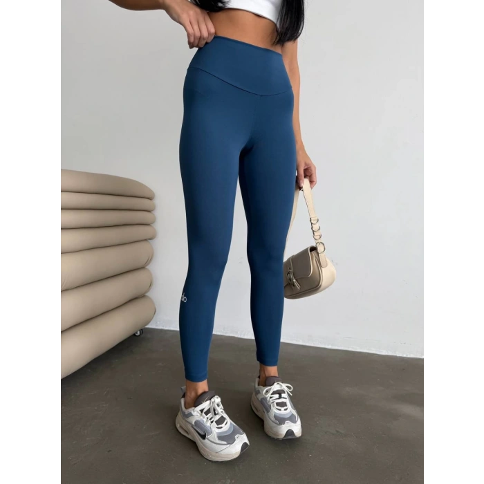 Lacivert Alo Sıkılaştırıcı ve İnceltici Yüksek Bel Tayt