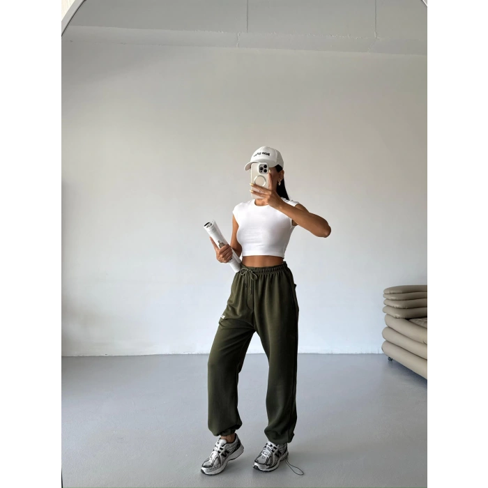 Haki Bell Stoperli Oversize Unisex Eşofman