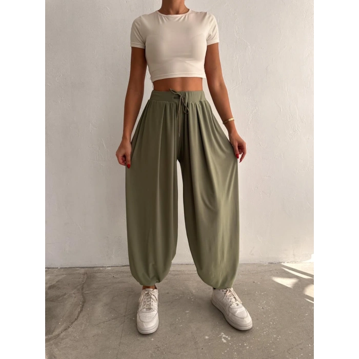 Haki Oysho Modal Şalvar Pantolon