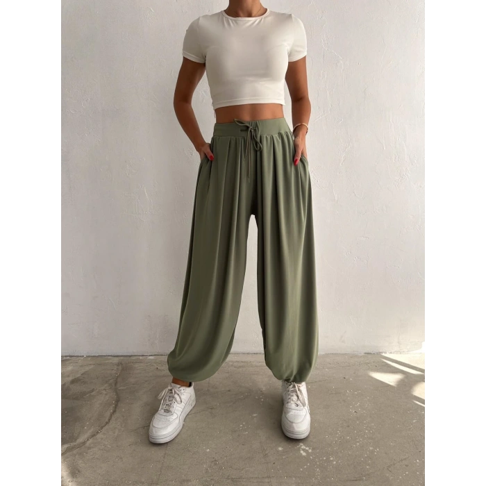 Haki Oysho Modal Şalvar Pantolon