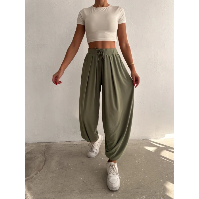 Haki Oysho Modal Şalvar Pantolon