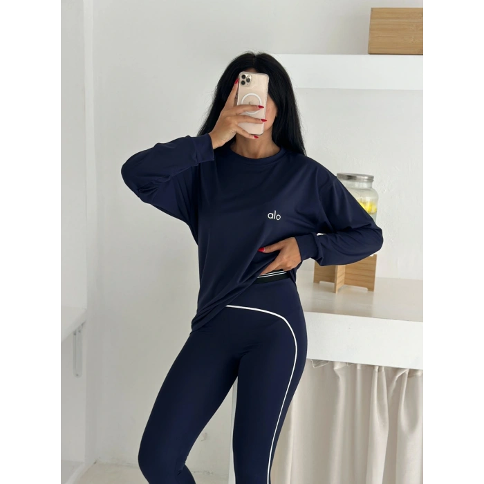 Lacivert Arabiyeli Modal Taytlı Takım