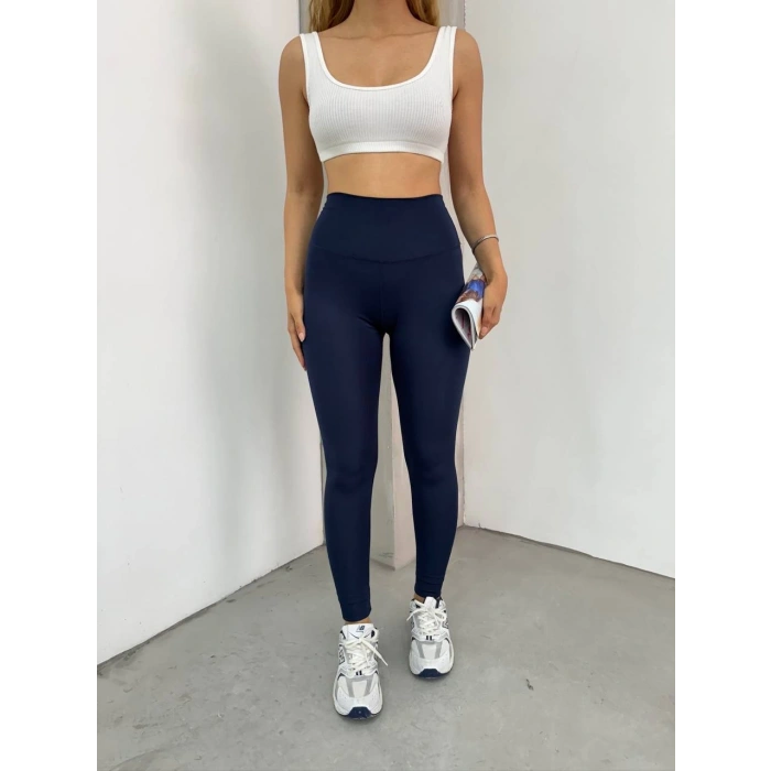 Lacivert Lock Dikiş Yüksek Bel Oysh Tayt