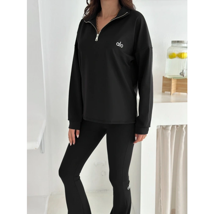 Siyah Power Likra Dalgıç İspanyol Taytlı Takım