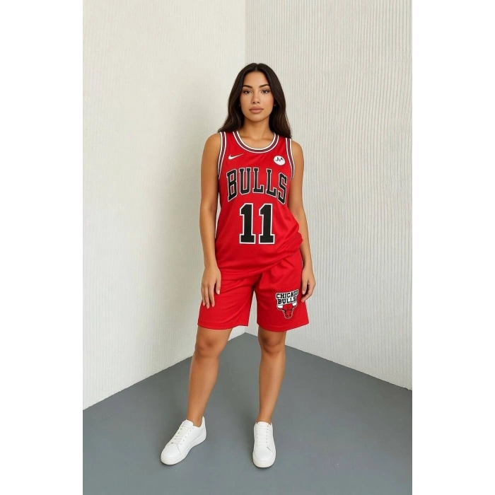 Kırmızı Chicago Bulls 11 Oversize Unisex Şortlu Takım