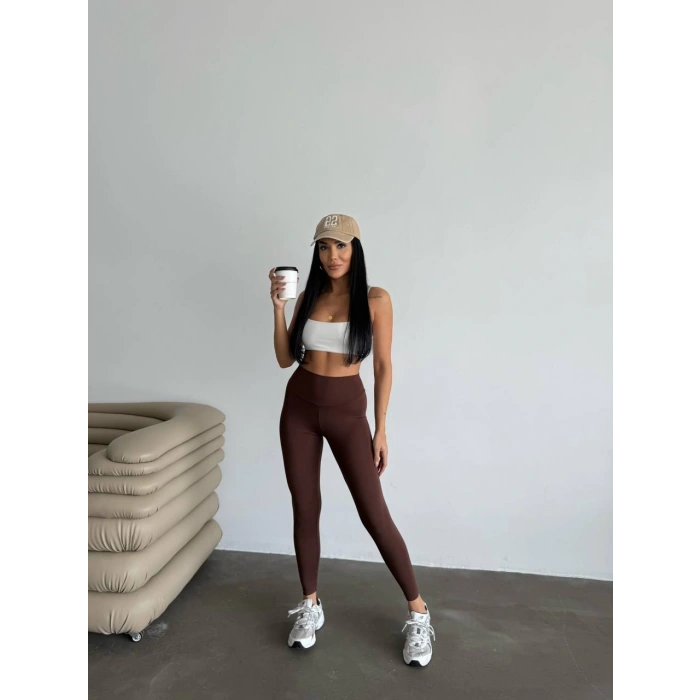 Kahve Alo Sıkılaştırıcı ve İnceltici Yüksek Bel Tayt