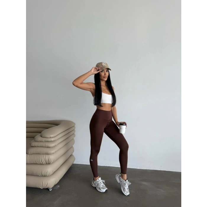 Kahve Alo Sıkılaştırıcı ve İnceltici Yüksek Bel Tayt