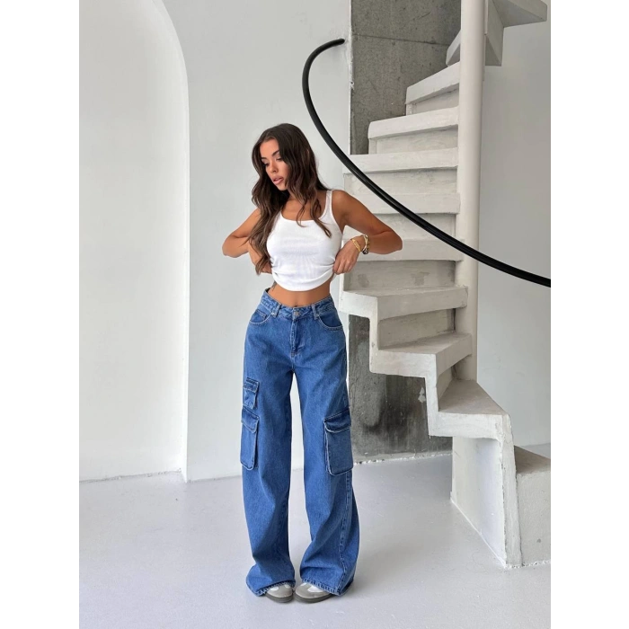 Mavi Kargo Cep Oversize Kot Pantolon