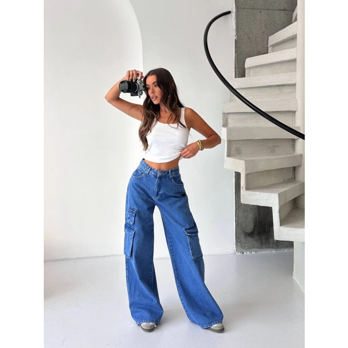 Mavi Kargo Cep Oversize Kot Pantolon