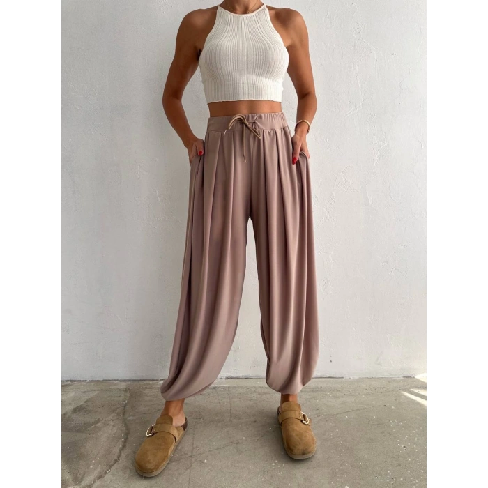 Bej Oysho Modal Şalvar Pantolon