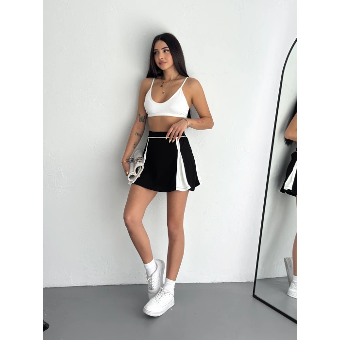 Siyah Çift Renk Modal Şort Etek